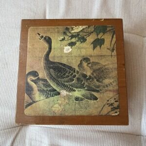 RARE Vintage Duck Coasters in Wooden Box Set of 6  RARE Duck Decor Grandpa Deco